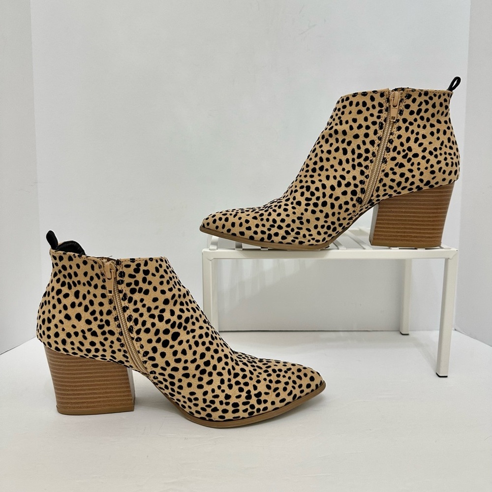 Qupid Heeled Leopard Ankle Boots SZ 9